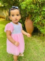 Frill Sleeve Sequin Soft Net Dress - Image 2