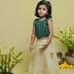 Back Tying Chanderi Top and Striped Kasavu Skirt - Image 8