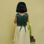 Back Tying Chanderi Top and Striped Kasavu Skirt - Image 5