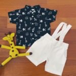 Printed Mandarin Shirt & Twill Suspender - Image 4