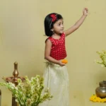 Back Tying Chanderi Top and Striped Kasavu Skirt - Image 9