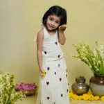 Khadi Hearts Embroidered Back Tying Top and Skirt