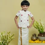 Khadi Hearts Embroidered Shirt and Velcro Mundu