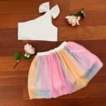 Satin Crop Top & MultiColour Soft Net Skirt - Image 6