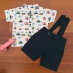 Printed Mandarin Shirt & Twill Suspender - Image 2