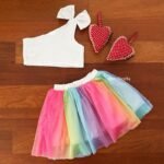 Satin Crop Top & MultiColour Soft Net Skirt - Image 5