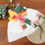 Floral Soft Net Dress with Bow - Image 5