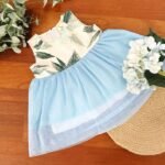 Floral Soft Net Dress with Bow - Image 2