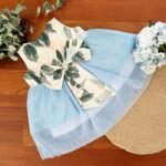 Floral Soft Net Dress with Bow - Image 3