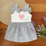 Striped Heart Dress with Bows - Image 3