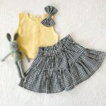 Layered Checkered Skirt and Bow Top - Image 2