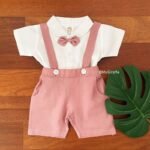 Linen Suspender & Shirt with Bow - Image 2