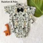 Printed Poplin Onesie with Bow - Image 2