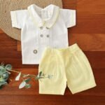 Pleated Buttoned Shirt with Linen Shorts - Image 4