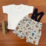 Printed Suspender with Round Neck Tee - Image 3