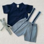 Collared Shirt and Suspender with Piping - Image 2
