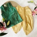 Brocade Silk Sleeveless Kurta & Dhoti Pants - Image 2