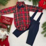 Tartan Onesie with Suspender Pants - Image 2