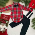 Tartan Onesie with Suspender Pants - Image 3
