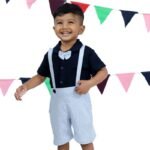 Dotted Suspender and Collared Tee with Bow