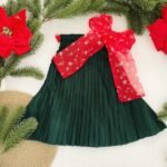 Pleated Dress with Star Print Organza Tie - Image 4