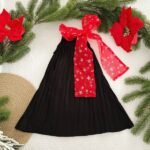 Pleated Dress with Star Print Organza Tie - Image 2