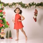 Pleated Dress with Star Print Organza Tie - Image 7