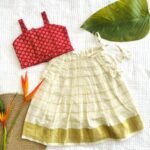 Brocade Bow Top and Checkered Kasavu Skirt - Image 7