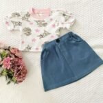 Printed Derby Top and Denim Skirt - Image 3