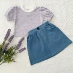 Printed Derby Top and Denim Skirt - Image 2