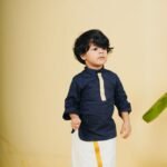 Golden Lined Kurta & Mundu