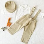Twill Suspender Pants Set with Cap - Image 5