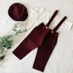 Twill Suspender Pants Set with Cap - Image 2