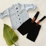 Printed Mandarin Full Sleeve Shirt and Shorts Suspender - Image 4