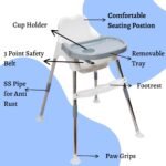 3 in 1 Bobo White Baby Dining Chair with Footrest and Tray