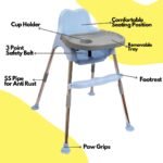 3 in 1 Bobo Blue Baby Dining Chair with Footrest and Tray