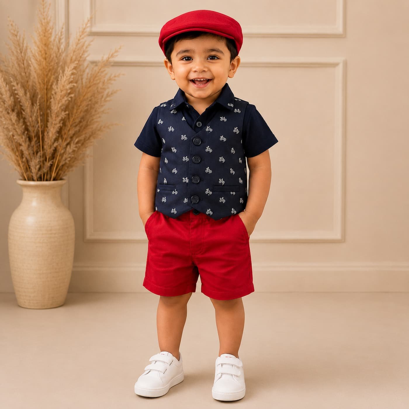 ChatGPT Image Aug 22, 2026, 10_30_11 AM Denim Waistcoat Set with Cap - Image 1