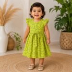 Frill Sleeve Dress with Waist Tie