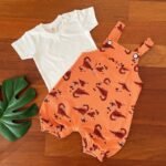 Printed Waffle Romper & Tee - Image 2