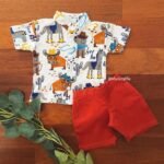 Mandarin Front Open Tee & Twill Shorts