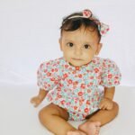 Printed Woven Puff Sleeve Onesie - Image 3