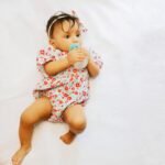 Printed Woven Puff Sleeve Onesie - Image 2