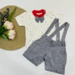 Jacquard Suspender with Printed Tee & Bow - Image 5