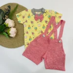 Jacquard Suspender with Printed Tee & Bow - Image 3