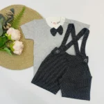 Jacquard Suspender with Printed Tee & Bow - Image 4