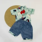Collared Tee With Bow & Denim Shorts - Image 3