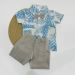 Polo Tee with Bow & Twill Shorts - Image 3