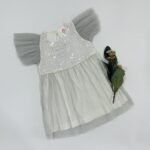 Frill Sleeve Sequin Soft Net Dress - Image 3
