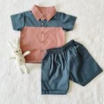 Colour Block Collared Shirt and Shorts - Image 5