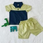 Colour Block Collared Shirt and Shorts - Image 3